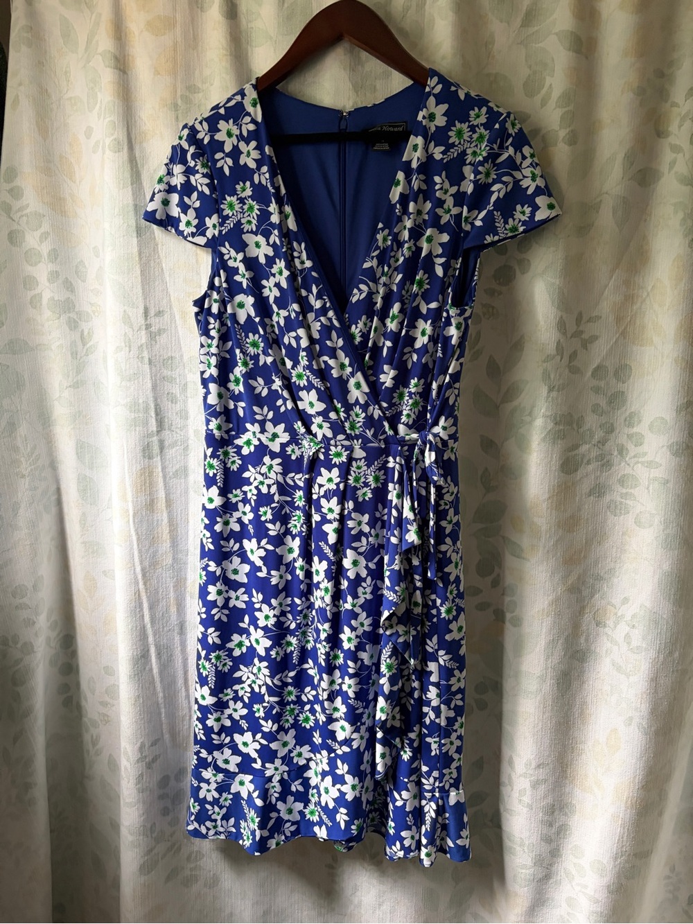 Jessica Howard Blue Floral Faux Wrap Midi Dress